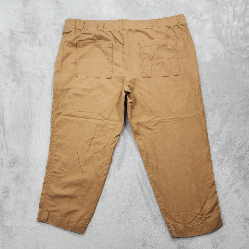 Banana Republic Pants Womens XXL Beige Linen Blend Twill Crop Pull On Pockets